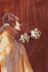 Andrea Clear Flower Earrings Gold