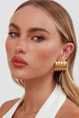 Astra Rectangle Curve Earrings Gold