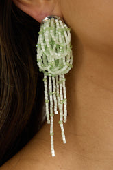 Andora Layered Tassel Bead Earrings Mint
