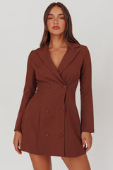 Austria Double Breasted Mini Dress Chocolate
