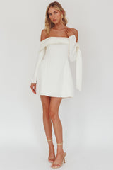 Aurora Sky Off-Shoulder Tie Mini Dress White