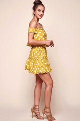 Alexi Polka Dot Mini Skirt Yellow Mustard