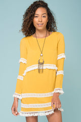 Ansley Cute Tassle Dress Yellow Mustard