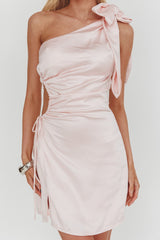 Analeigh One-Shoulder Keyhole Waist Mini Dress Pink