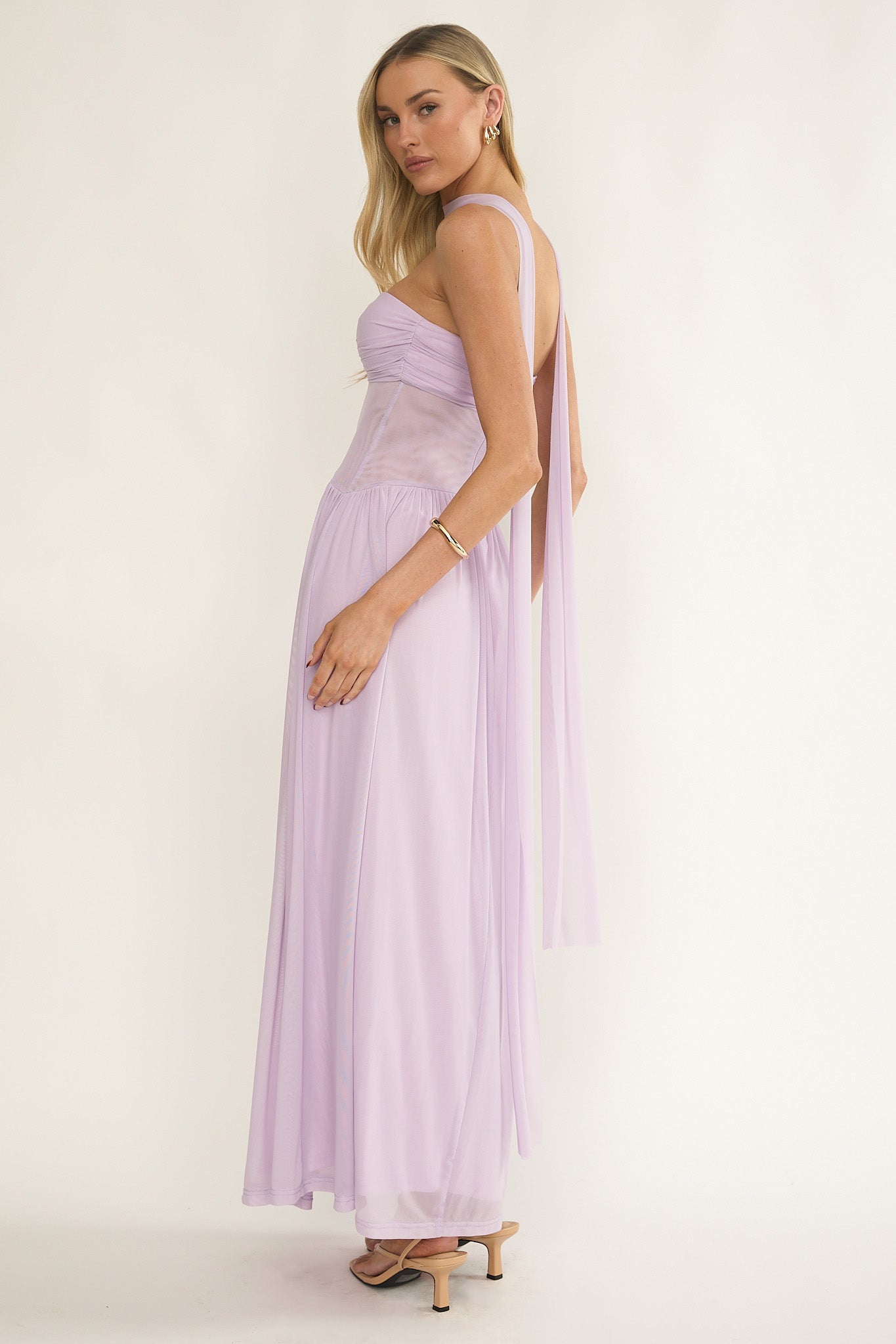 Annita Sheer Waist Maxi Dress Lilac