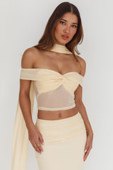 All The Lights Off-Shoulder Crop Top Cream