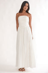 Adalynne Strapless Bow Back Maxi Dress White