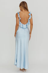 Alba Frill Trim Maxi Dress Blue