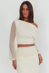 Alivya Asymmetric Shoulder Crop Top Butter