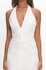 Alisette Halter Split Maxi Dress White