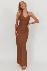 Always Ready Side Split Maxi Skirt Chocolate
