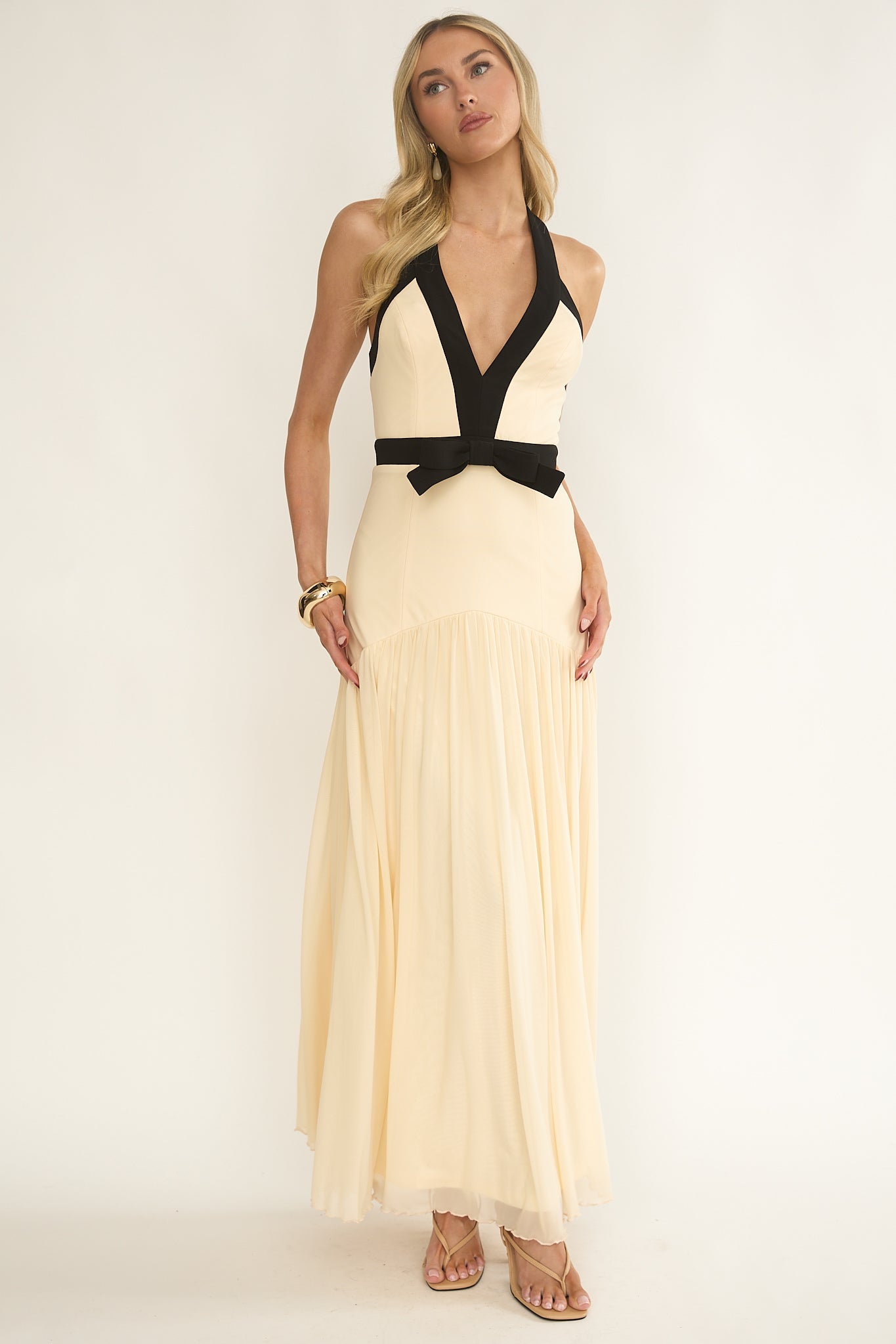 Aven Halter Bow Maxi Dress Butter