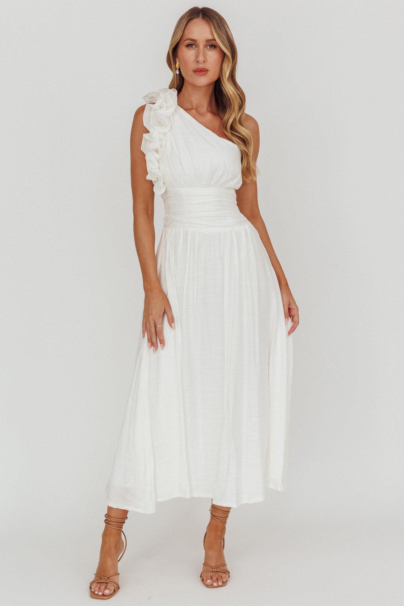 Antheia One-Shoulder Maxi Dress White