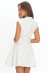 Aristos Cap Sleeve Mini Dress Polka Dot White