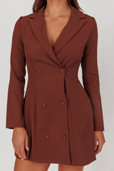 Austria Double Breasted Mini Dress Chocolate