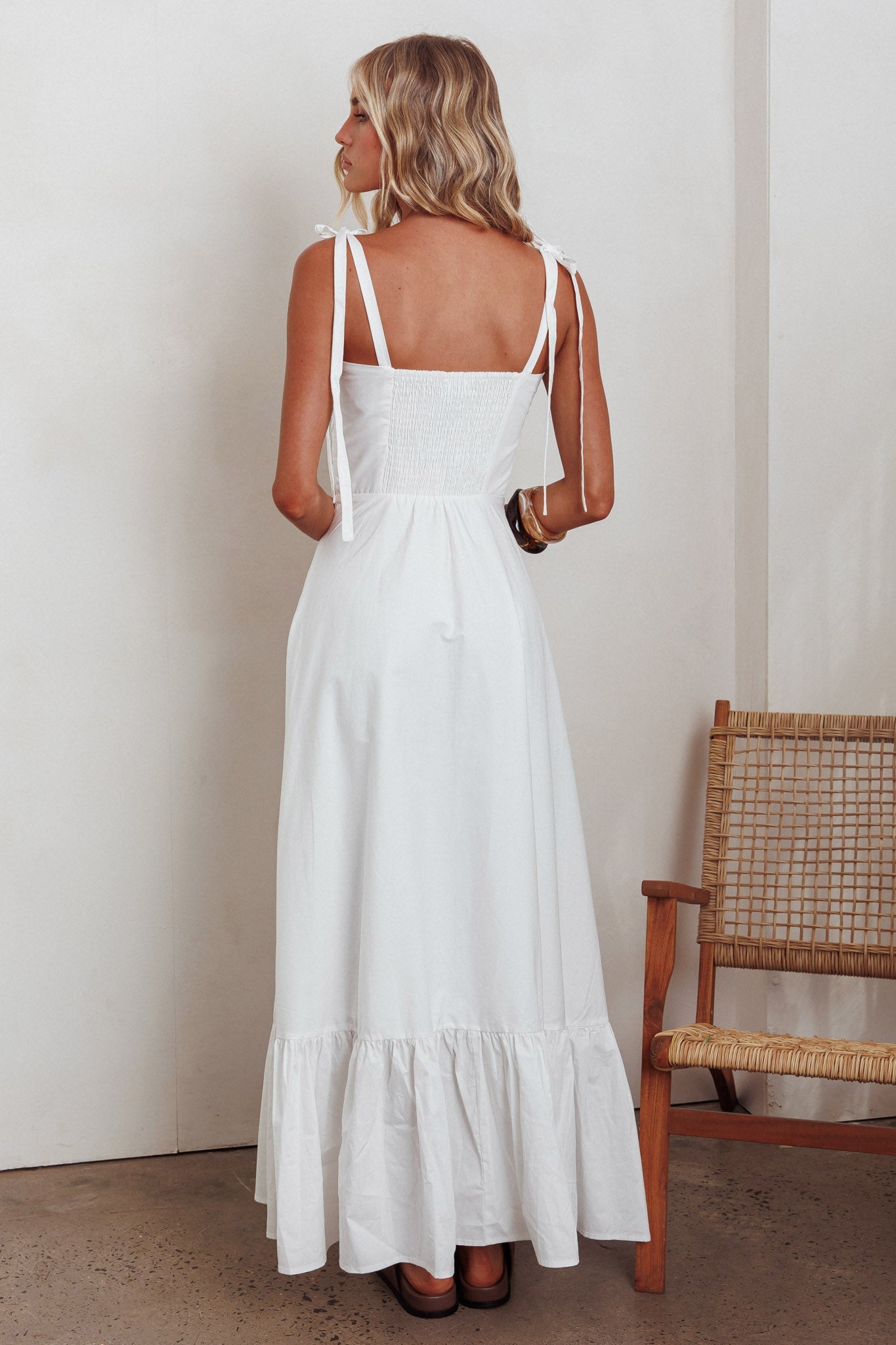 Anntonia Tied Shoulder Maxi Dress White