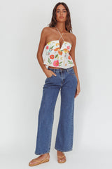 Asiah Halter Neck Top Floral White