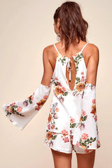 Ashanti Off the Shoulder Layered Floral Romper White