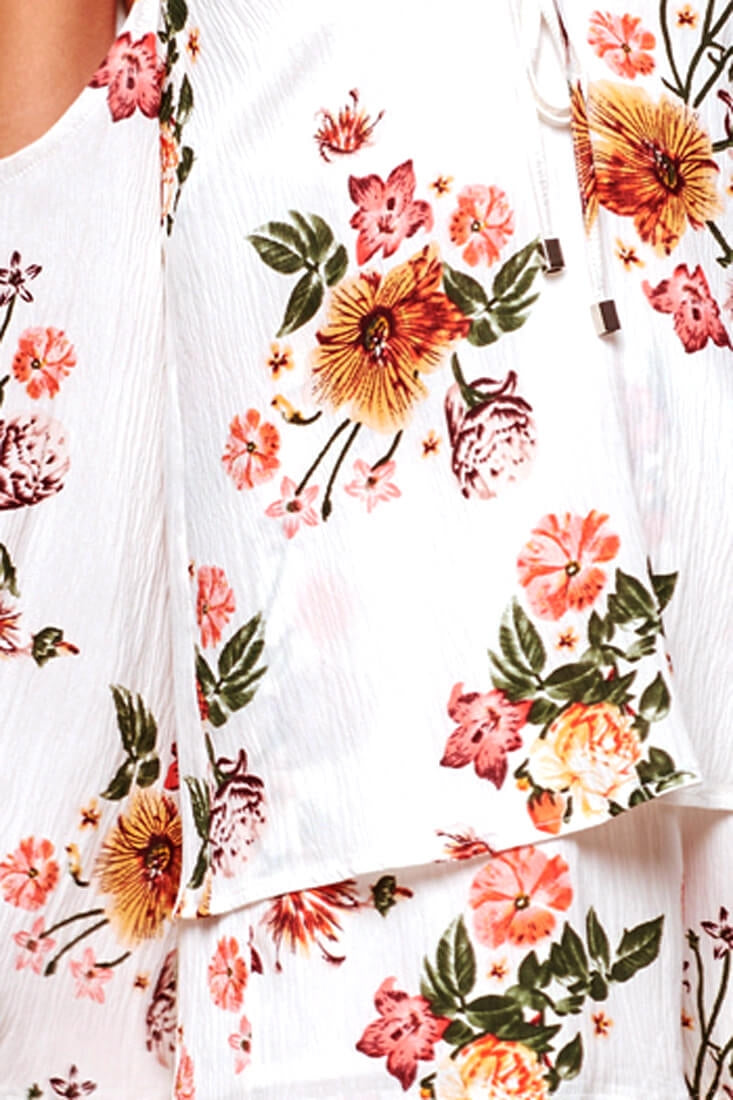 Ashanti Off the Shoulder Layered Floral Romper White